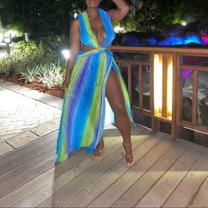 Colorful maxi goddess dress from TouchDolls